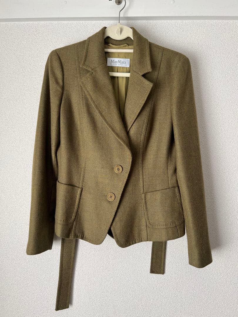 MaxMara ベルト付きブレザー ライトグリーン Sサイズ 美しいシルエット