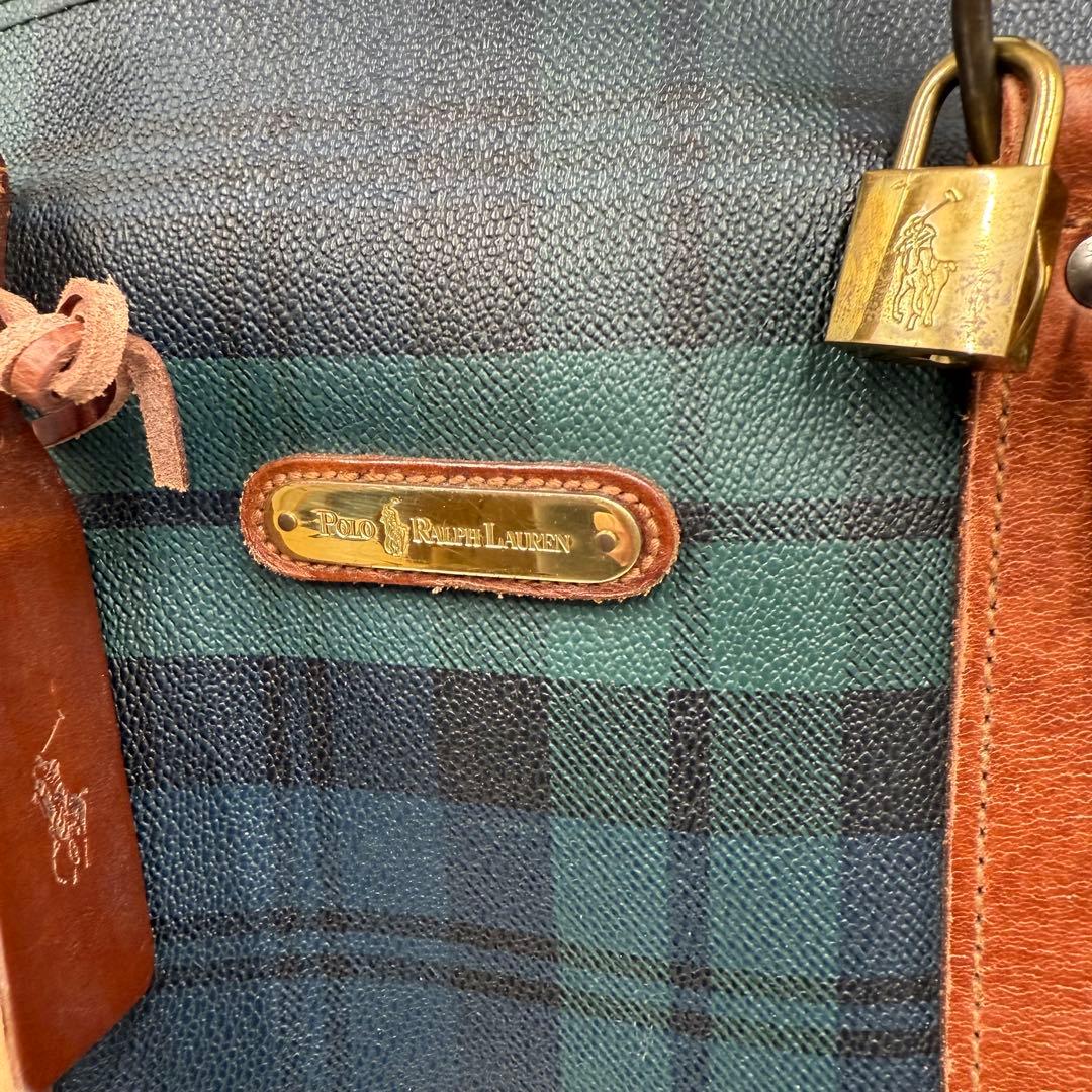 付属品完備 ポロ ラルフローレン PVC レザー ボストンバッグ 2way