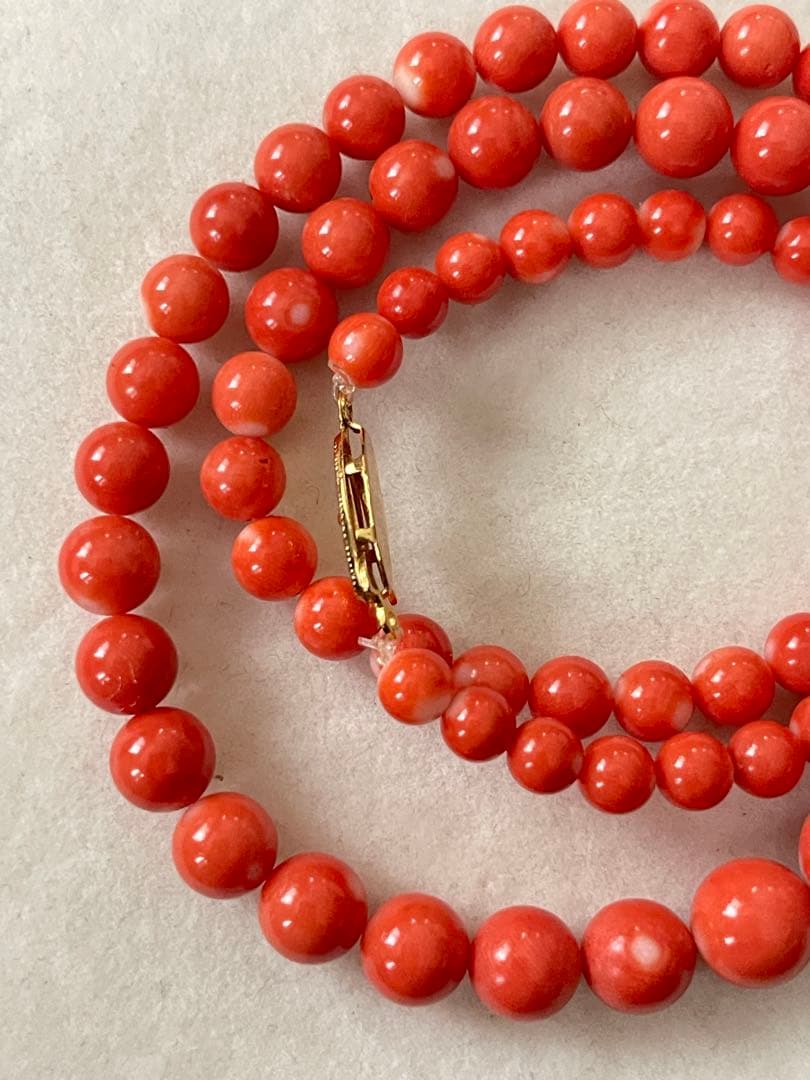 珊瑚サンゴネックレス10.6mm、重约34.5g