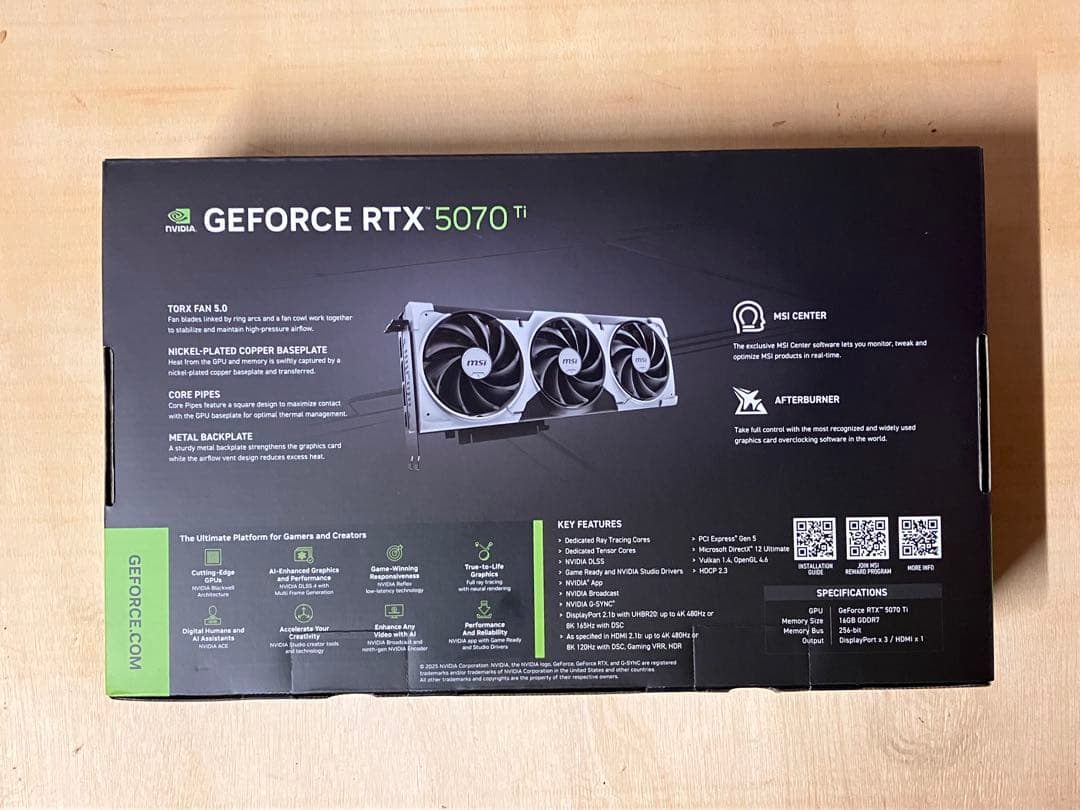 グラフィックボード・グラボ・ビデオカード MSI GeForce RTX 5070 Ti VENTUS 3X OC