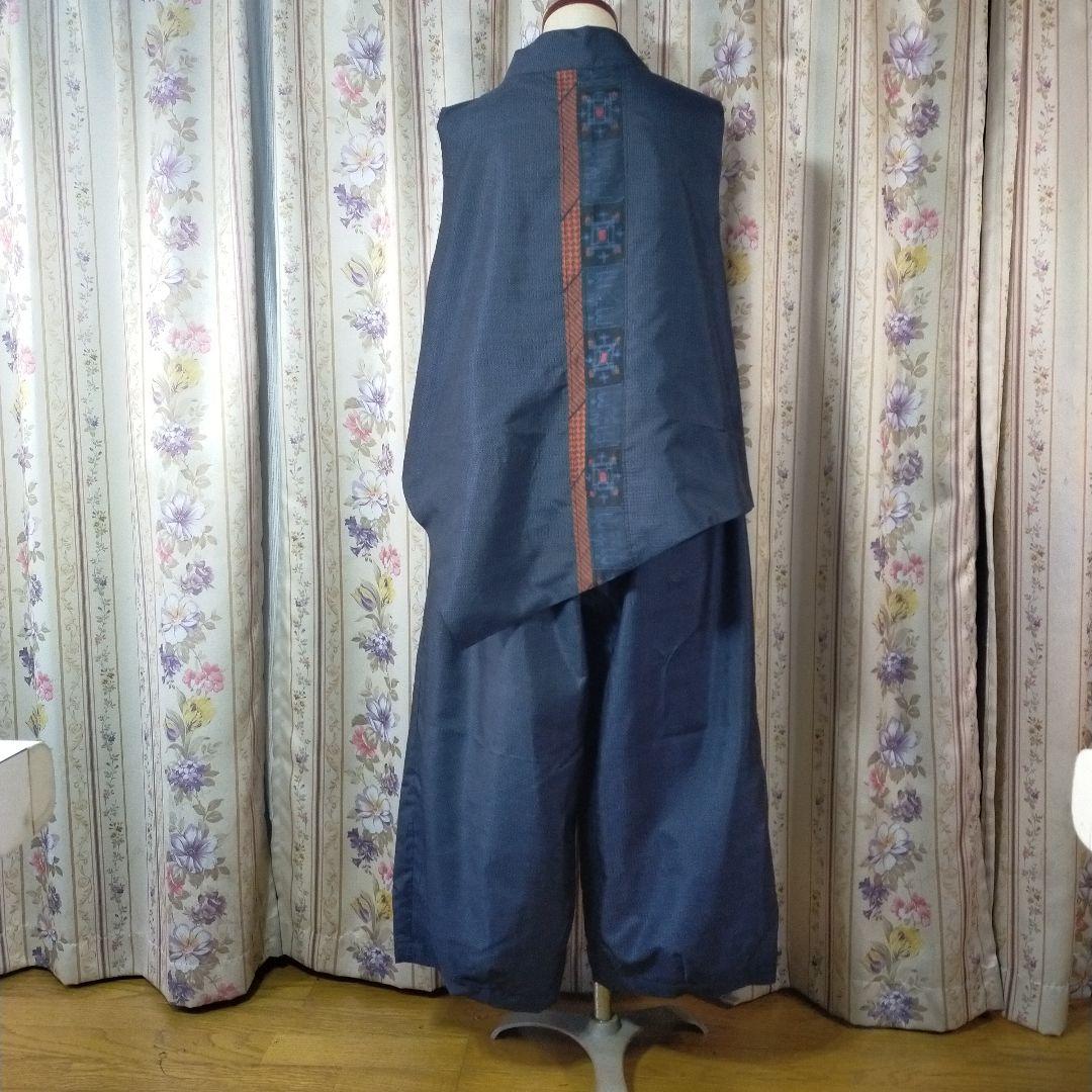 小豆です✿大島紬をつないだセットアップ　総裏仕立て　ハンドメイド♡