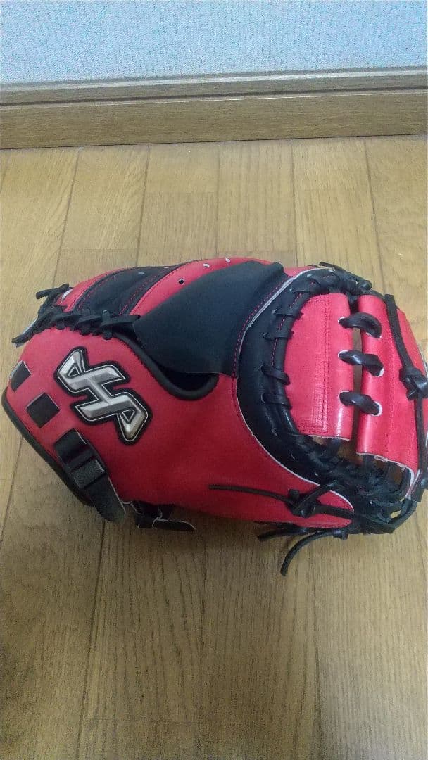 【良品】ハタケヤマ キャッチャーミット PRO-M08 軟式グローブ 赤黒 一般
