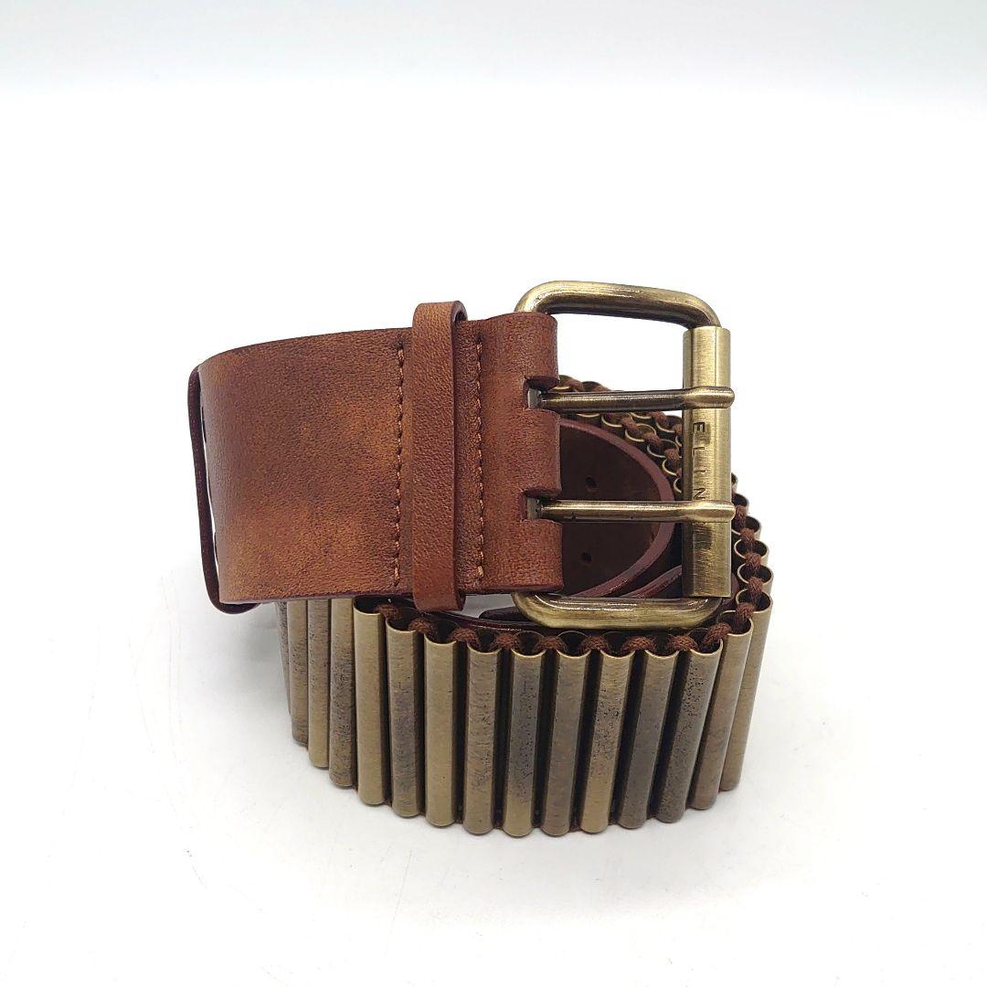 CELINE レディース バレットチェーン レザー ベルト