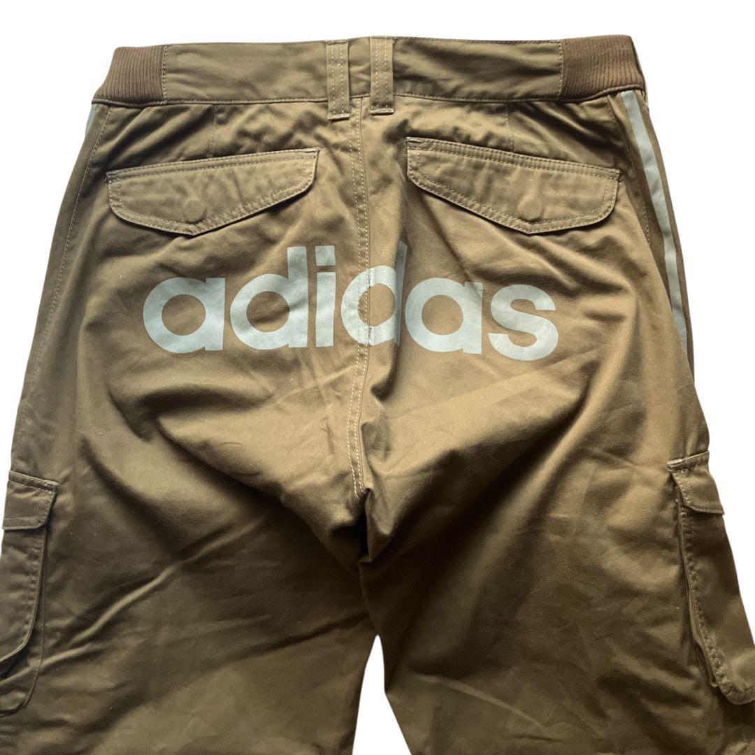 美品00s極太 adidas バギーカーゴパンツ けつロゴビッグプリント緑Y2K