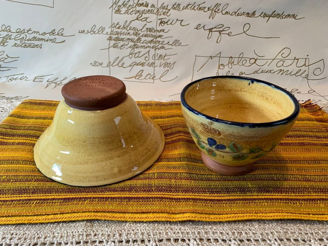 フランス製　プロバンスのビンテージの女性作家の素敵なオリーブ柄の小鉢2個セット！