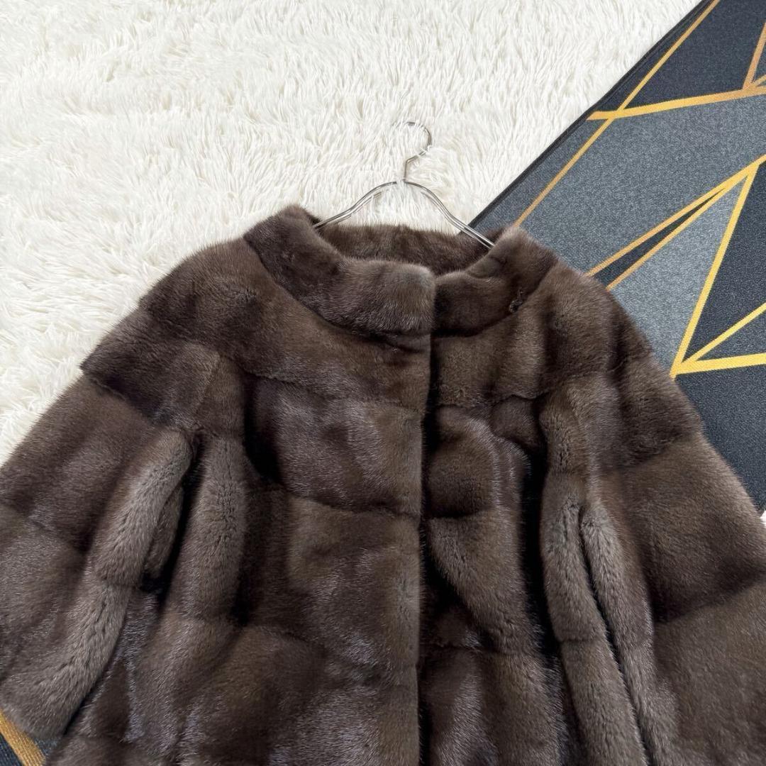 ペリーチェモーダ ミンク ブラウン系 コート L相当 七分袖 AA241