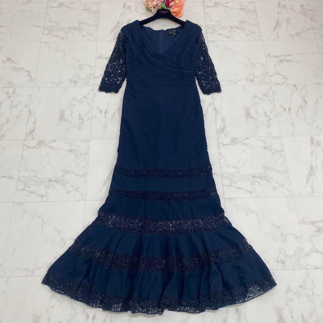 極美品✨タダシショージ ロングワンピース ドレス レース 刺繍 マーメイド 紺