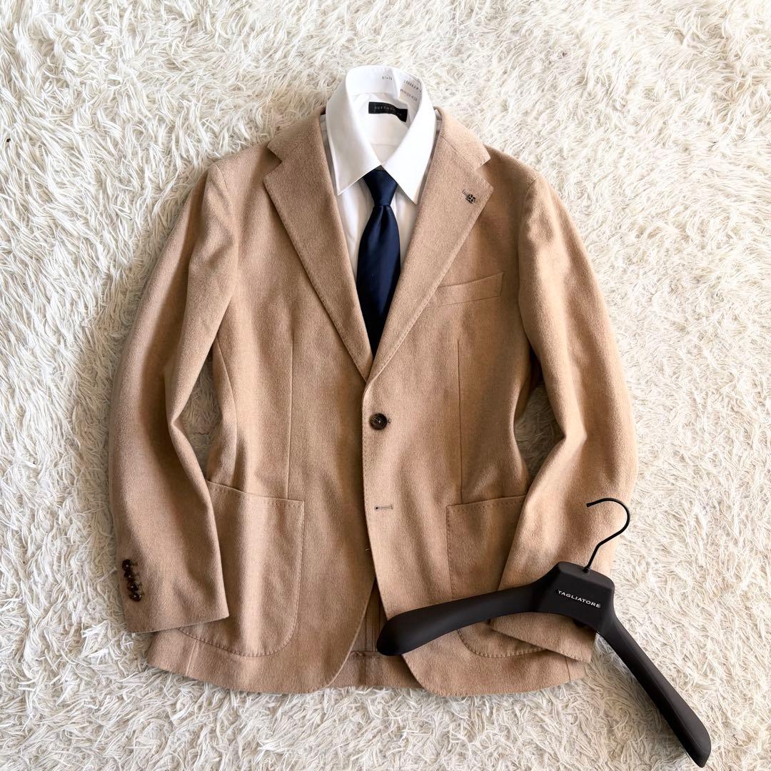 <極美品>TAGLIATORE×ブリッラ ベビーキャメル100% ジャケット46