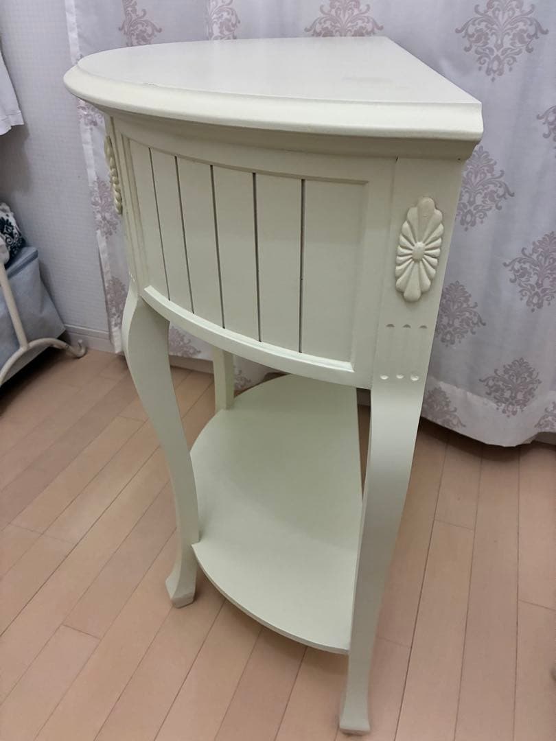 半円形　コンソール　高さ78cmヨコ80cm奥行38cm 白家具　姫系　猫脚