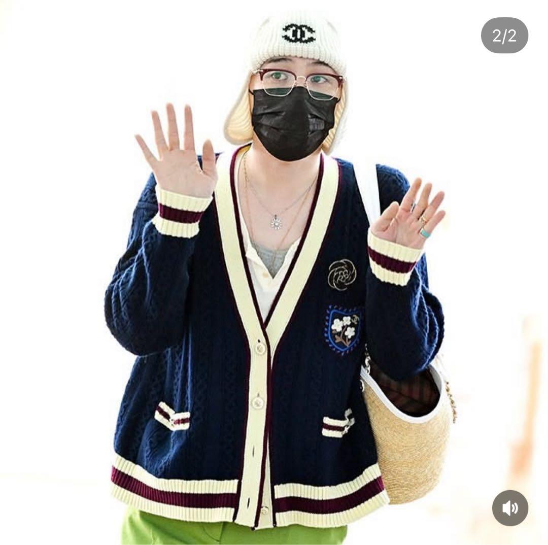 g-dragon着用 CHANEL ニットカーディガン 36 ネイビー