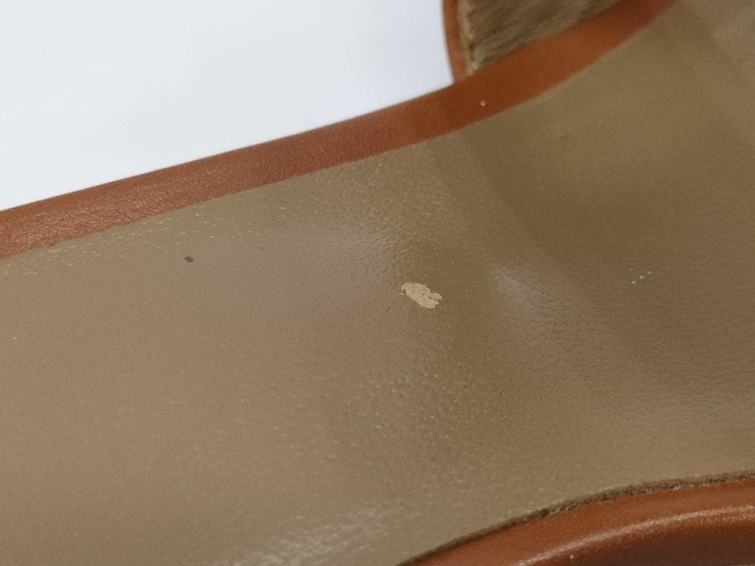 HERMESエルメス オアジスレザーミュール Hモチーフ　ブラウン系36 1/2