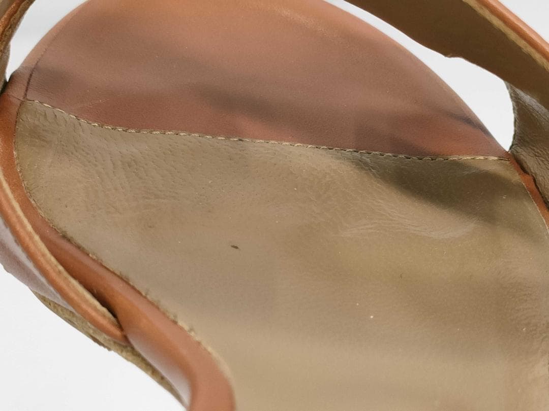 HERMESエルメス オアジスレザーミュール Hモチーフ　ブラウン系36 1/2