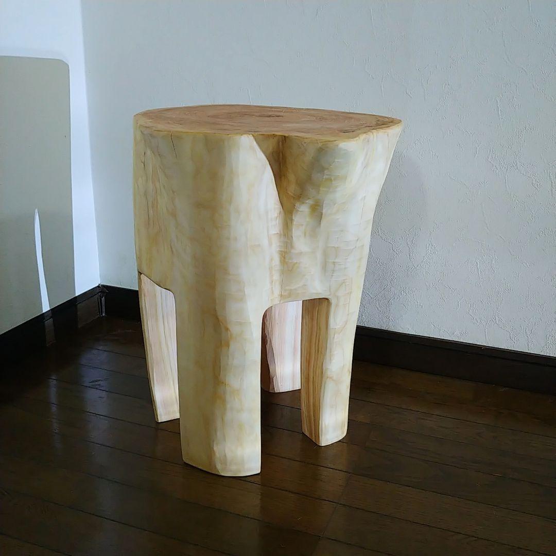 丸太スツール　丸太サイドテーブル　ヒノキ根元