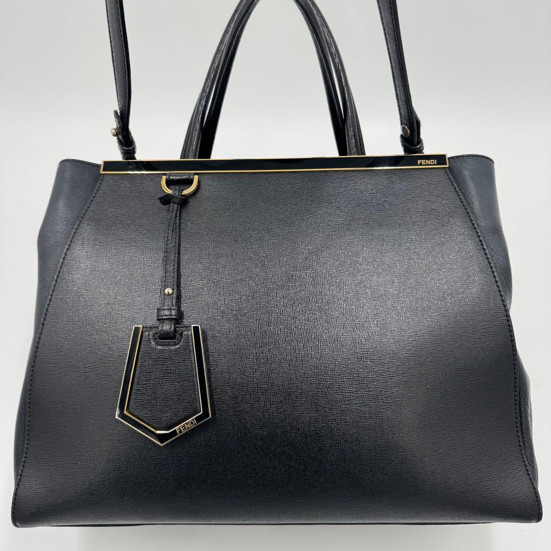フェンディ トゥージュール レザー トート ショルダーバッグ ビジネスバッグ 黒