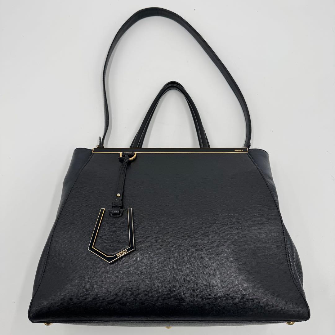 フェンディ トゥージュール レザー トート ショルダーバッグ ビジネスバッグ 黒
