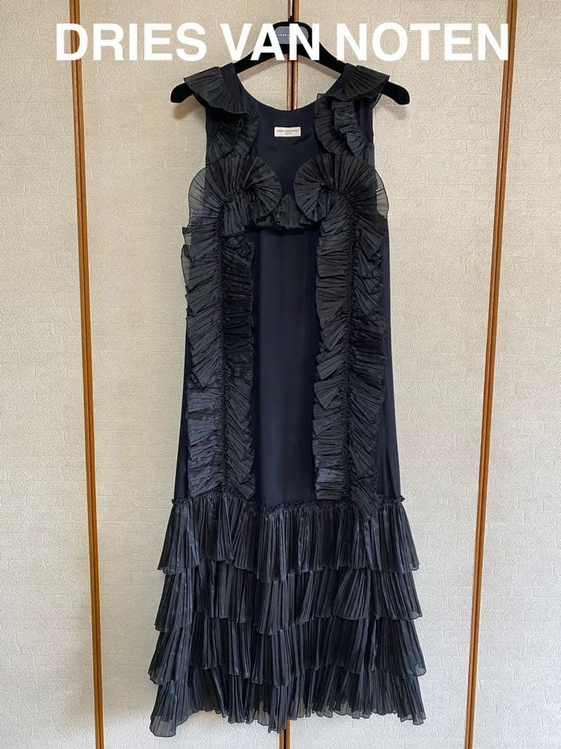 『美品』DRIES VAN NOTEN フリルノースリーブワンピースドレス