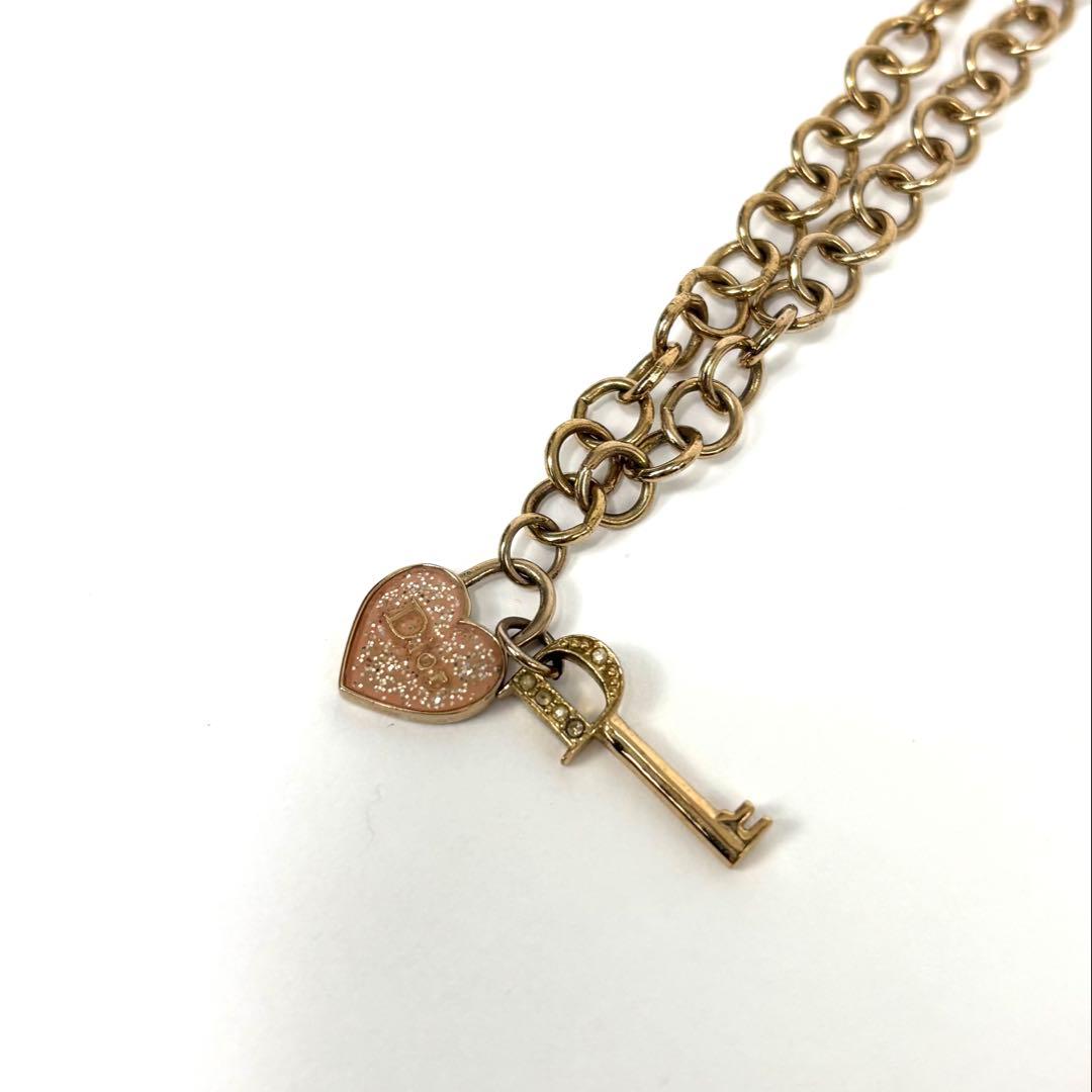 vintage クリスチャンディオール ハートロック＆鍵ネックレス