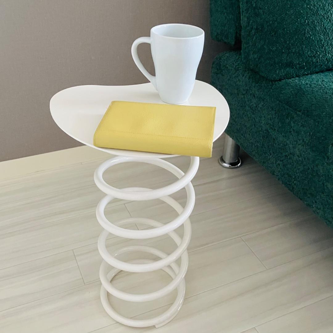 スプリングスツール サイドテーブル ホワイト ポストモダン