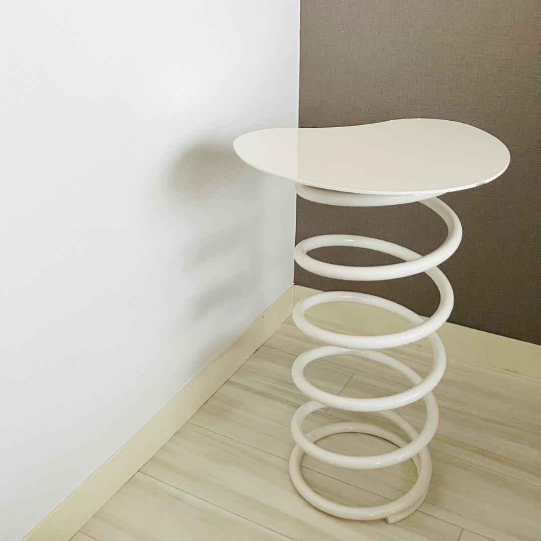 スプリングスツール サイドテーブル ホワイト ポストモダン