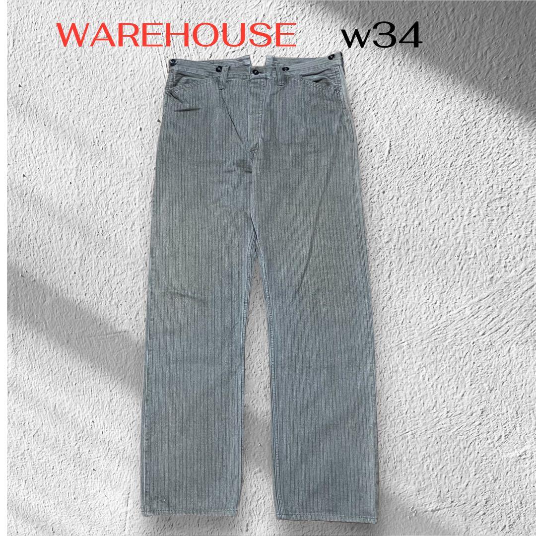 WAREHOUSE ウエアハウス ヘリンボーン ワークパンツ W34シンチバック