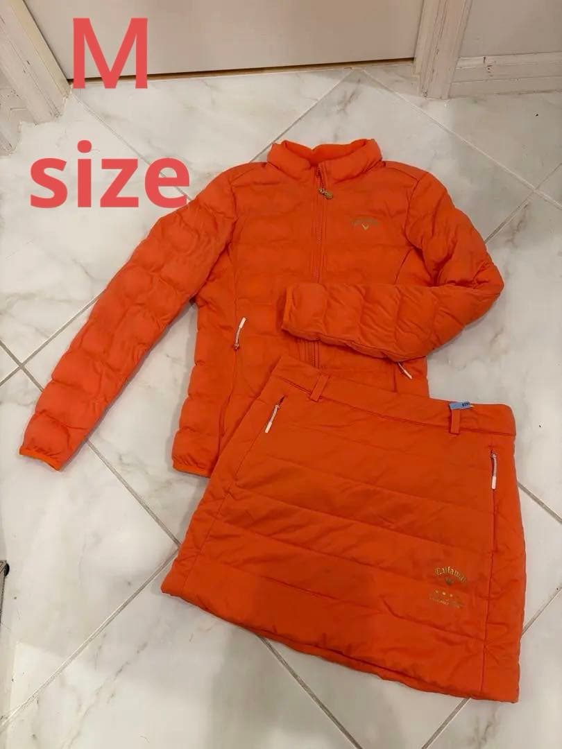 Callaway レディース ゴルフジャケットとスカート セット オレンジ