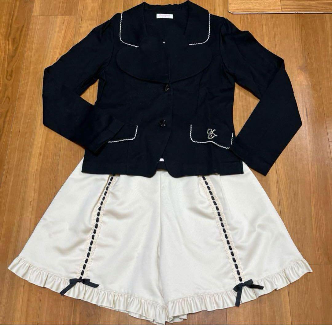 シャーリーテンプル　黒ハート襟ジャケット&ショーパン