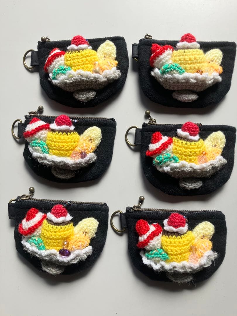 「たくや様リクエスト」編みぐるみ　ポーチ☆プリン、ケーキおまとめ