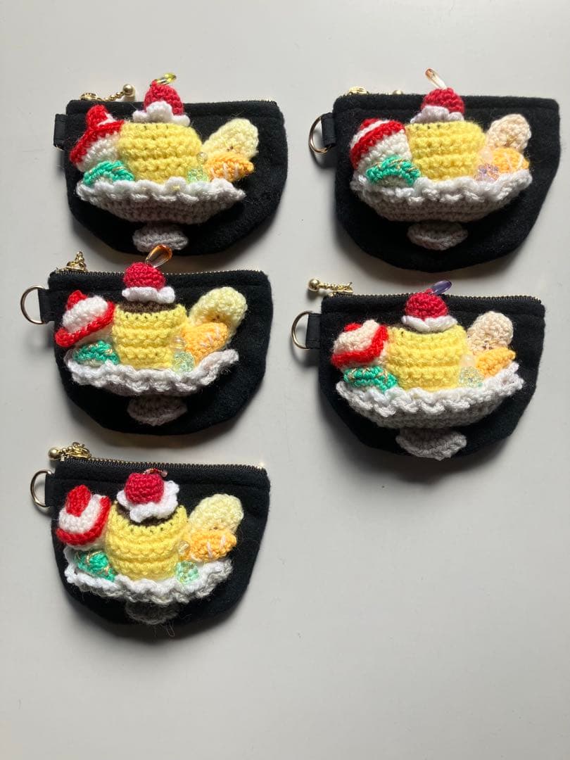 「たくや様リクエスト」編みぐるみ　ポーチ☆プリン、ケーキおまとめ