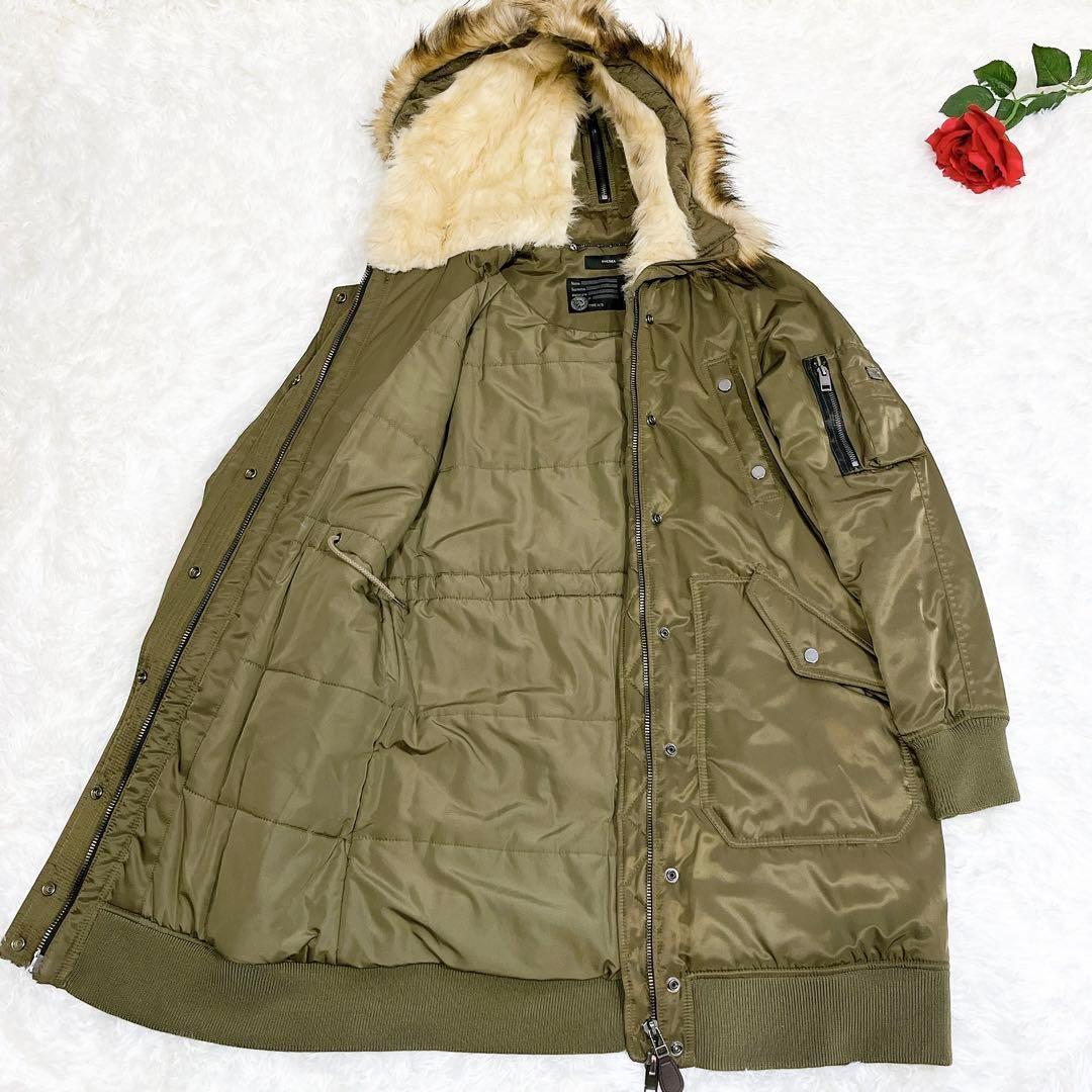 極美品✨　diesel モッズコート　ロング　ファー　カーキ　レディース