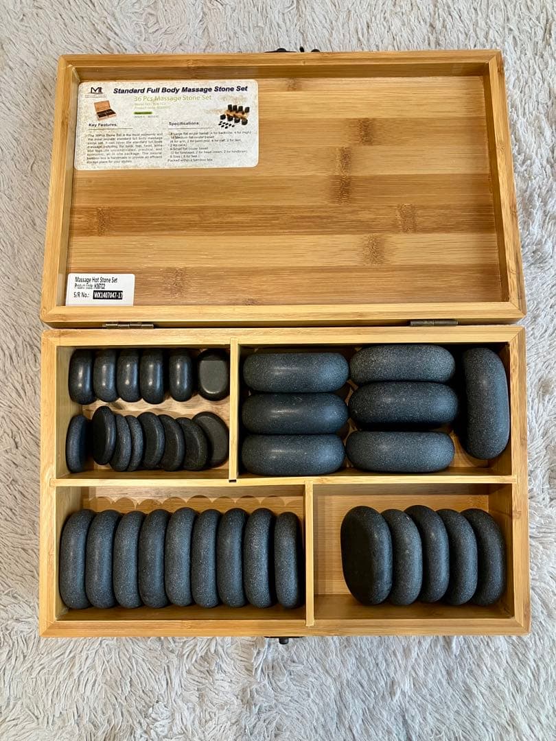 ホットストーンストーンウォーマーマッサージセット 35個エステオイルアロマ