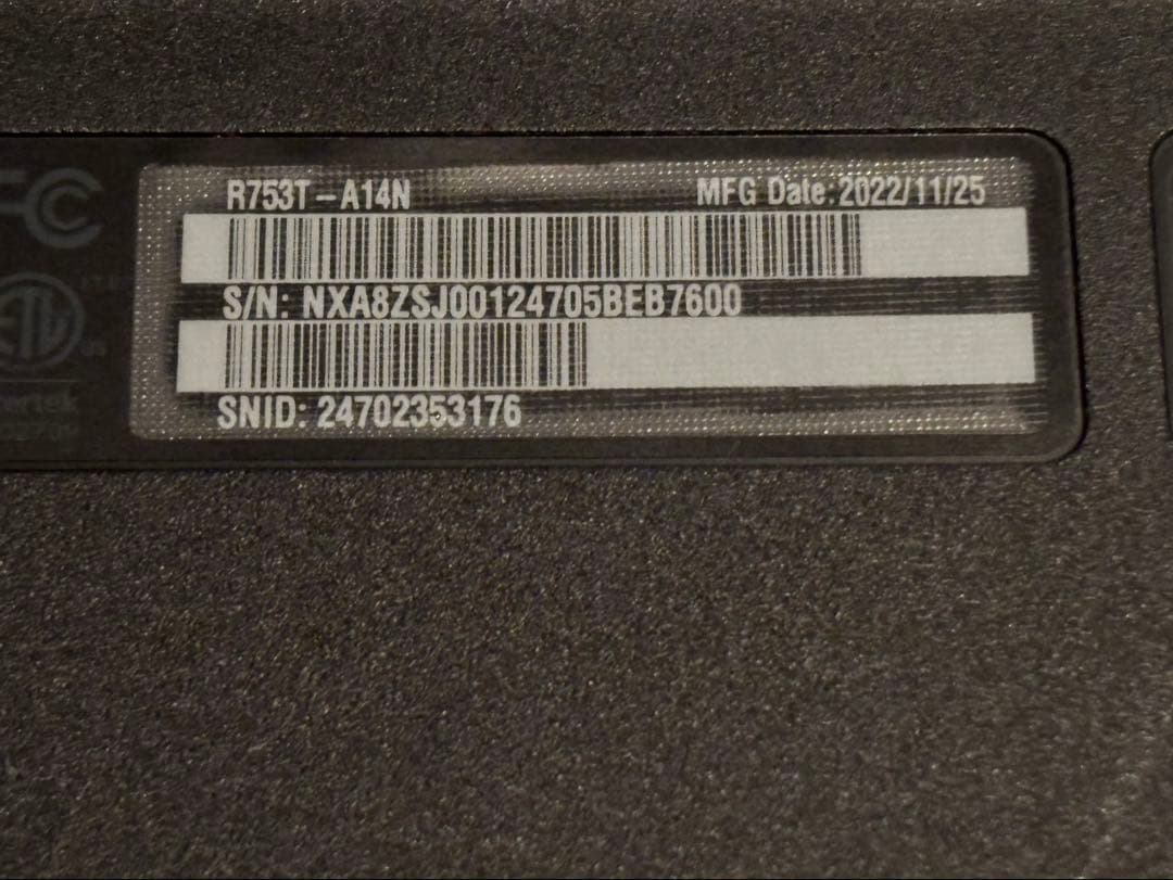 【中古】Acer Chromebook 本体 セット一式