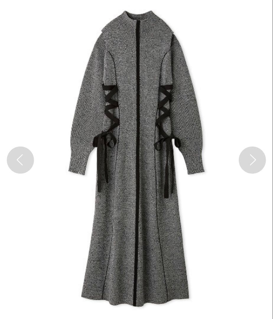 レースアップバイカラーニットワンピース