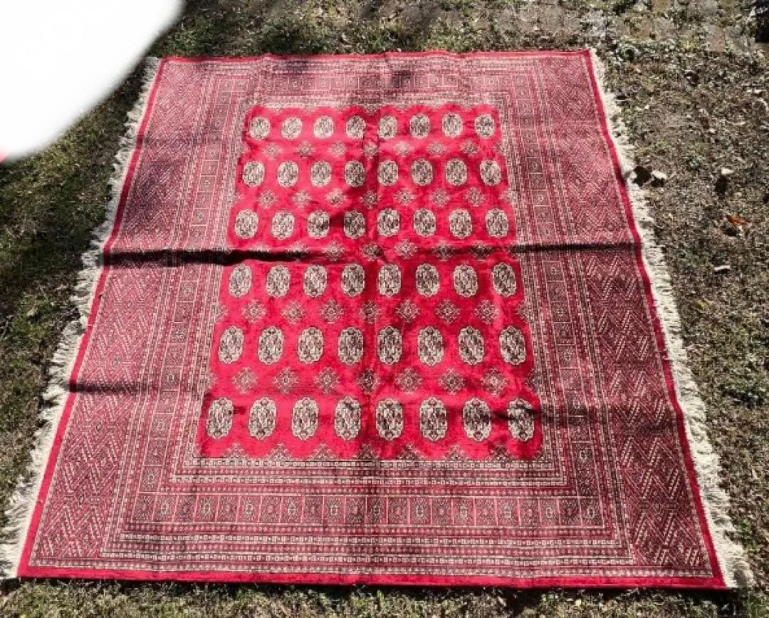 ラグ カーペット キリム 絨毯 ビンテージラグ 幾何学 赤茶 ベルギー製