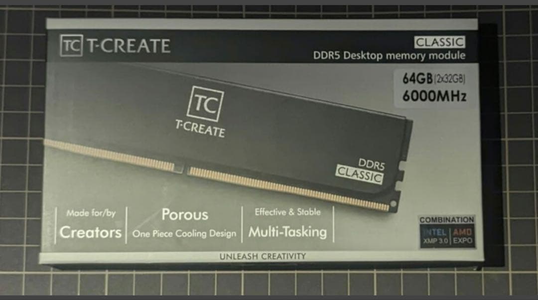 TEAM T-CREATE DDR5 6000Mhz 32GBx2枚 64GB