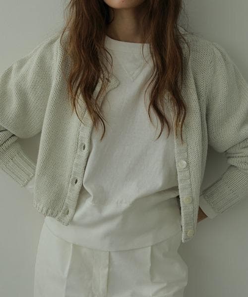 良品 ETRE TOKYO コットンパフクロップドカーディガン カシミヤ混