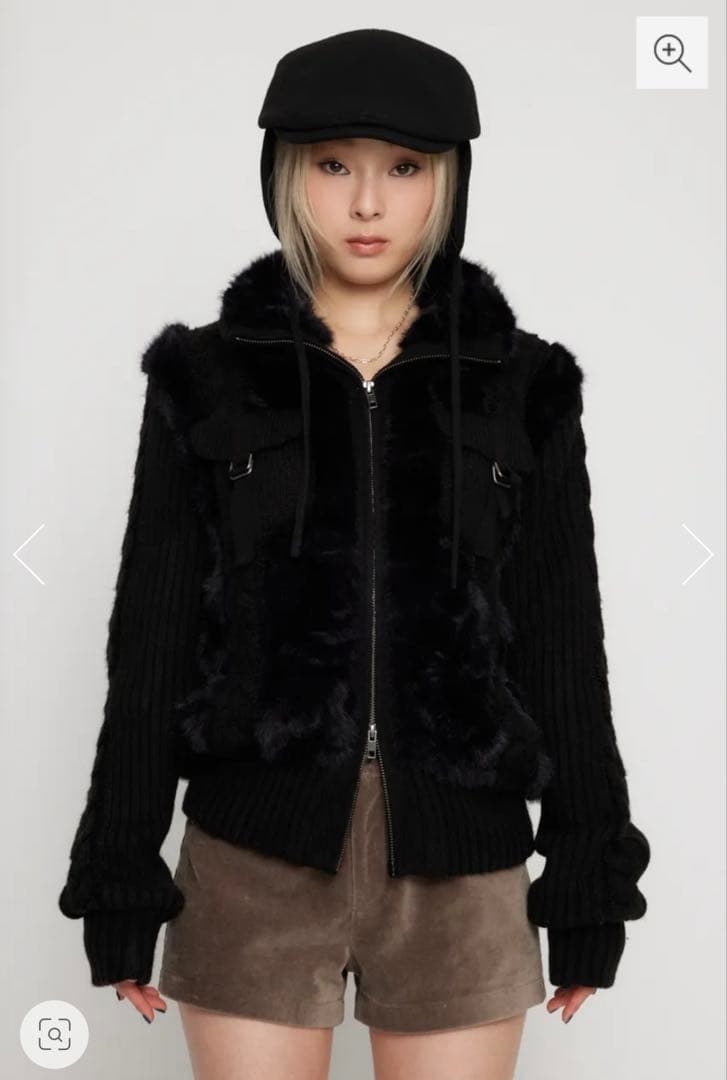 lagua gem ケーブルファーニットブルゾン　ブラック黒　ラグアジェムy2k