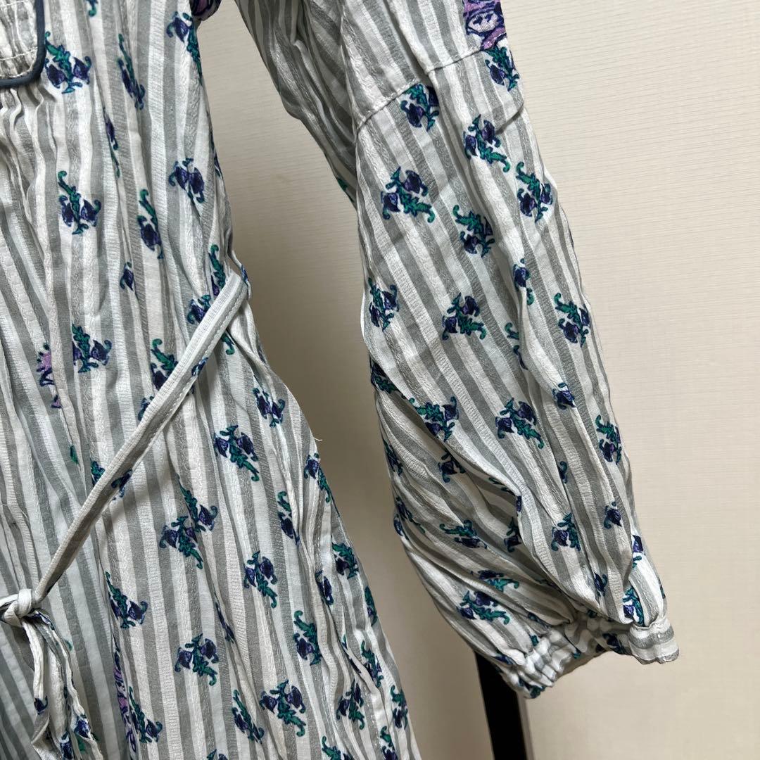 ne Quittez pasコットンジャカード シャーリングワンピースS サイズ