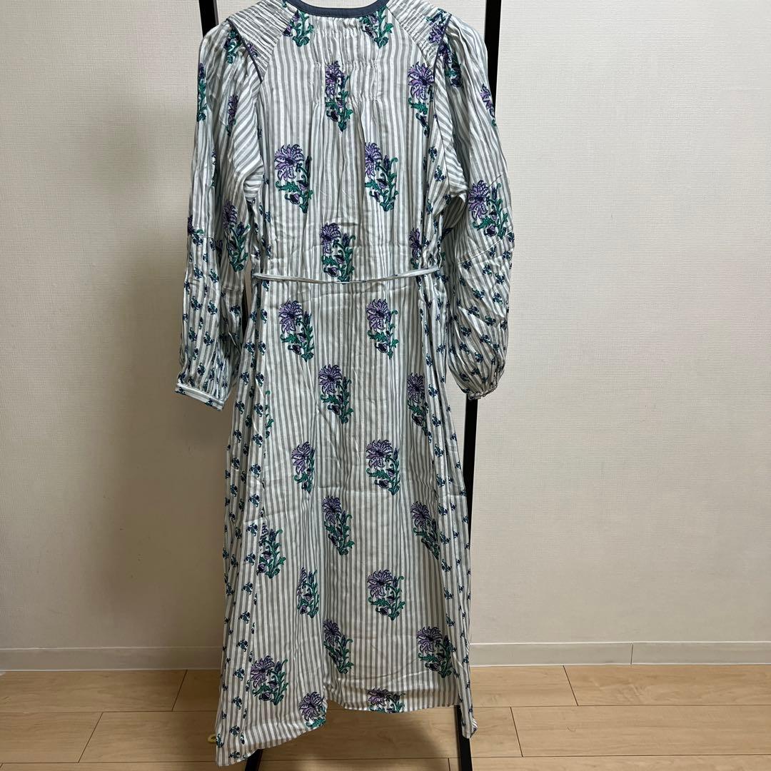 ne Quittez pasコットンジャカード シャーリングワンピースS サイズ