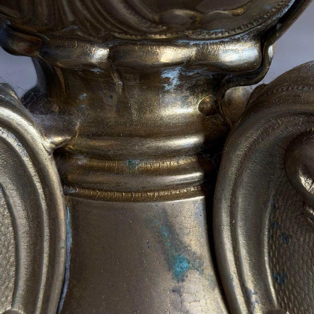 アンティーク 真鍮製脚付き 大理石天板 ラウンドテーブル ミニテーブル 飾り台