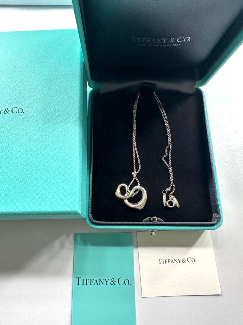 ★ TIFFANY ネックレス AU750 オープンハート ゴールドコンビ★