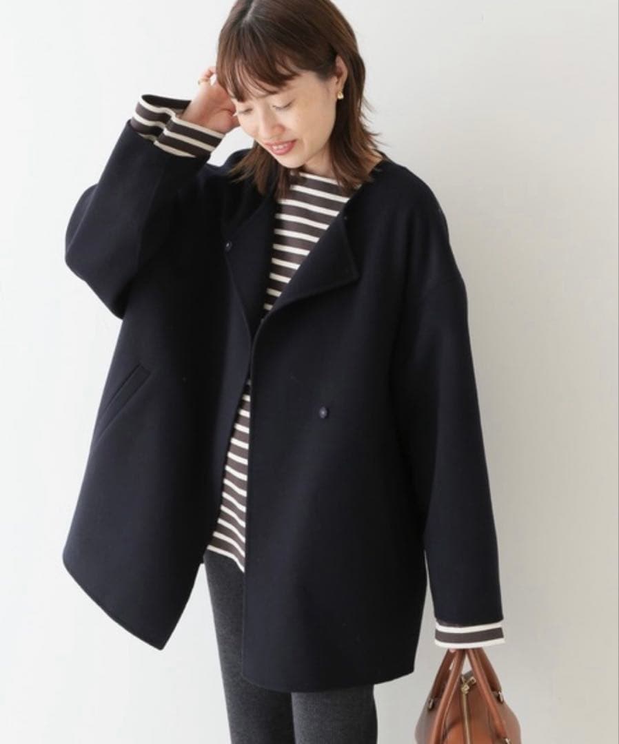 slobe iena HAMILTON ダブルフェイスウールショートコート◆