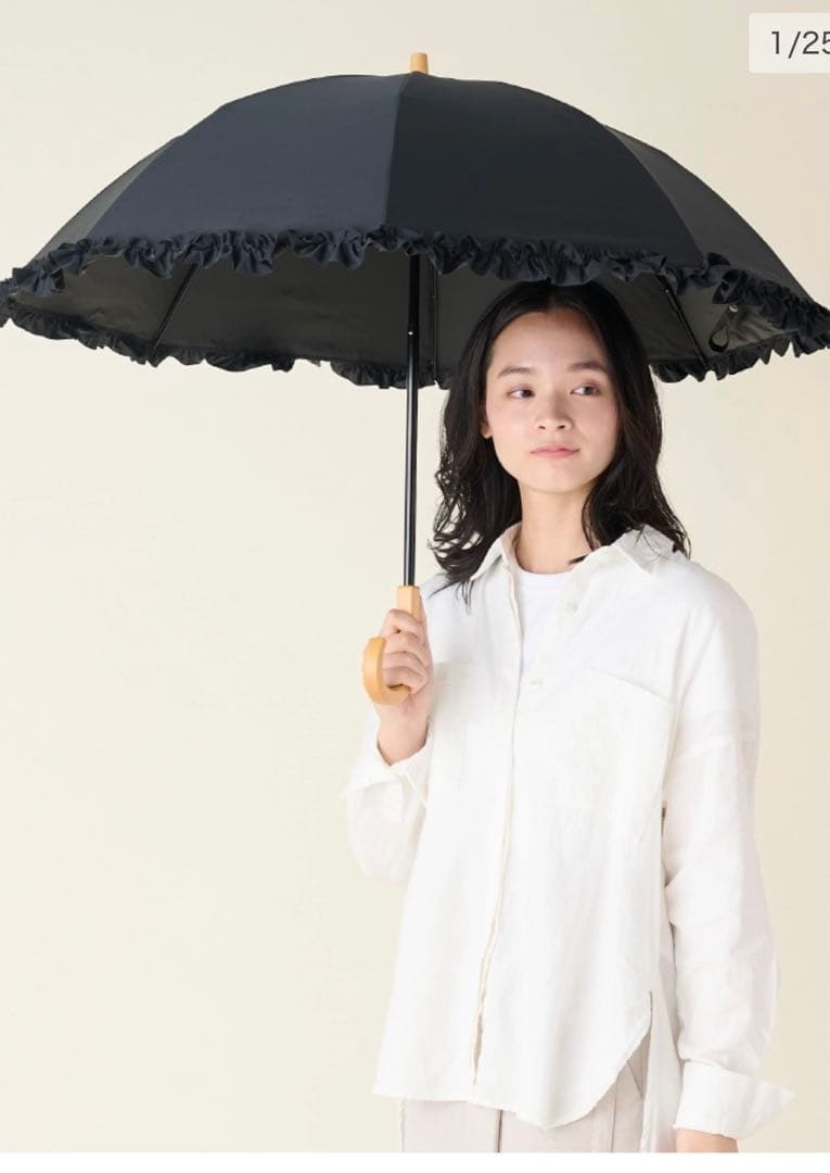 サンバリア100 折りたたみ日傘 ２段折 フリル 新品未使用