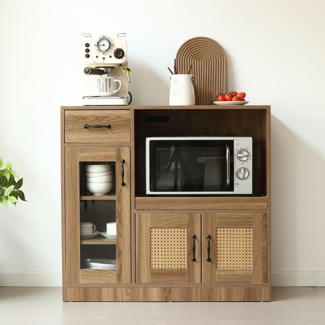 キッチンカウンター 食器棚 キッチンキャビネット レンジ台 　BROWN
