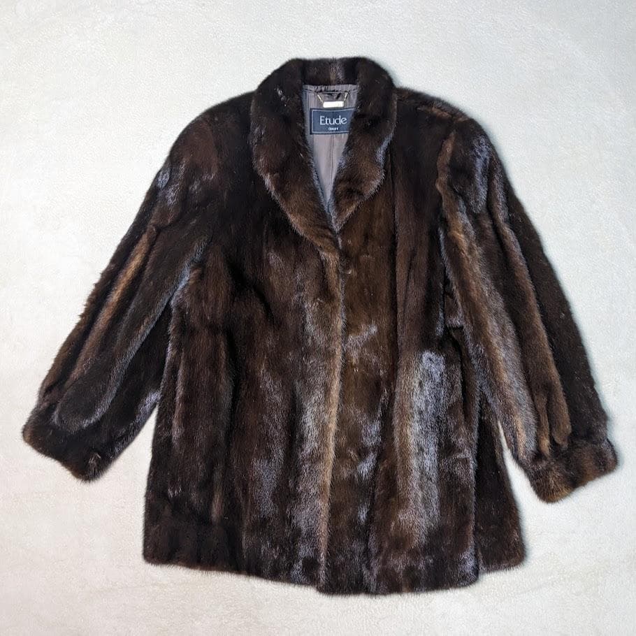 Etude SAGA MINK デミバフ ミンクコート 銀タグ ダークブラウン