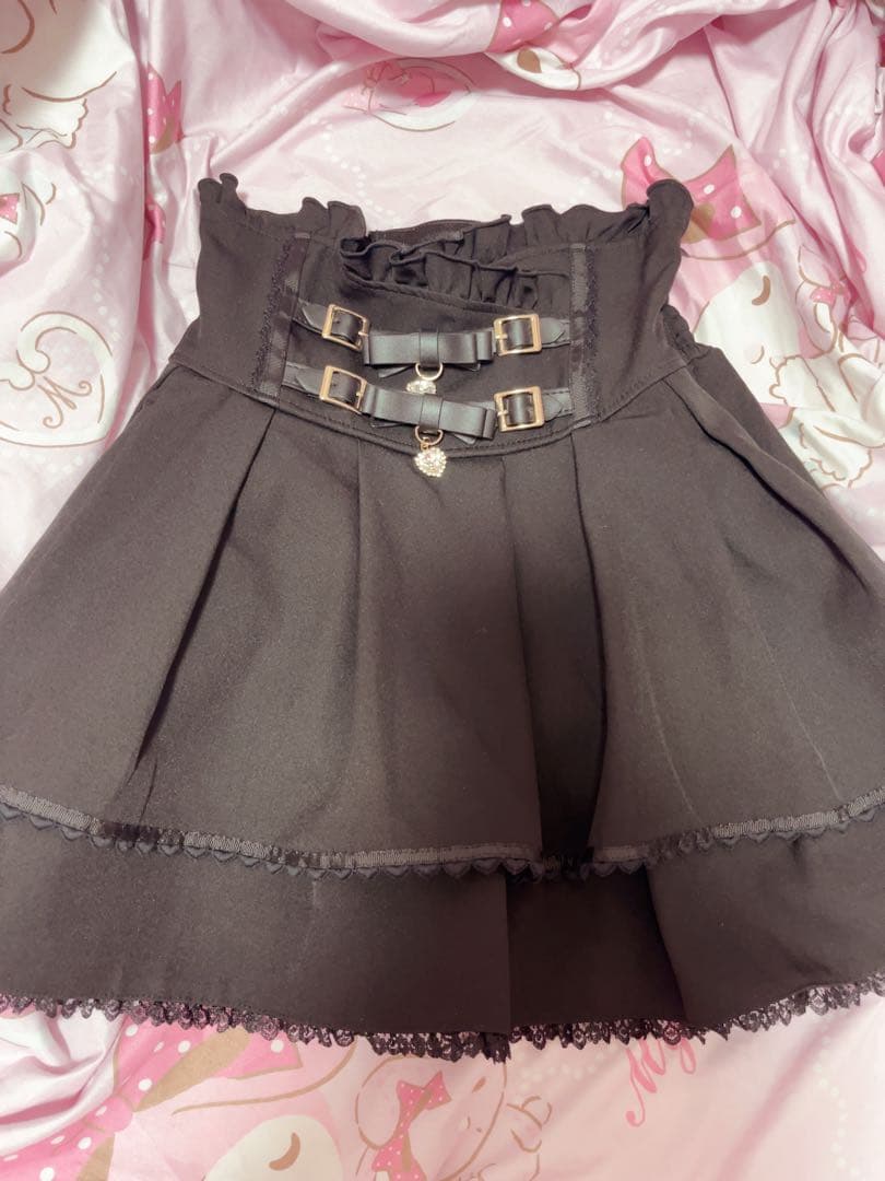 ♡ LIZ LISA 2連リボンベルトスカパン　ブラック ♡