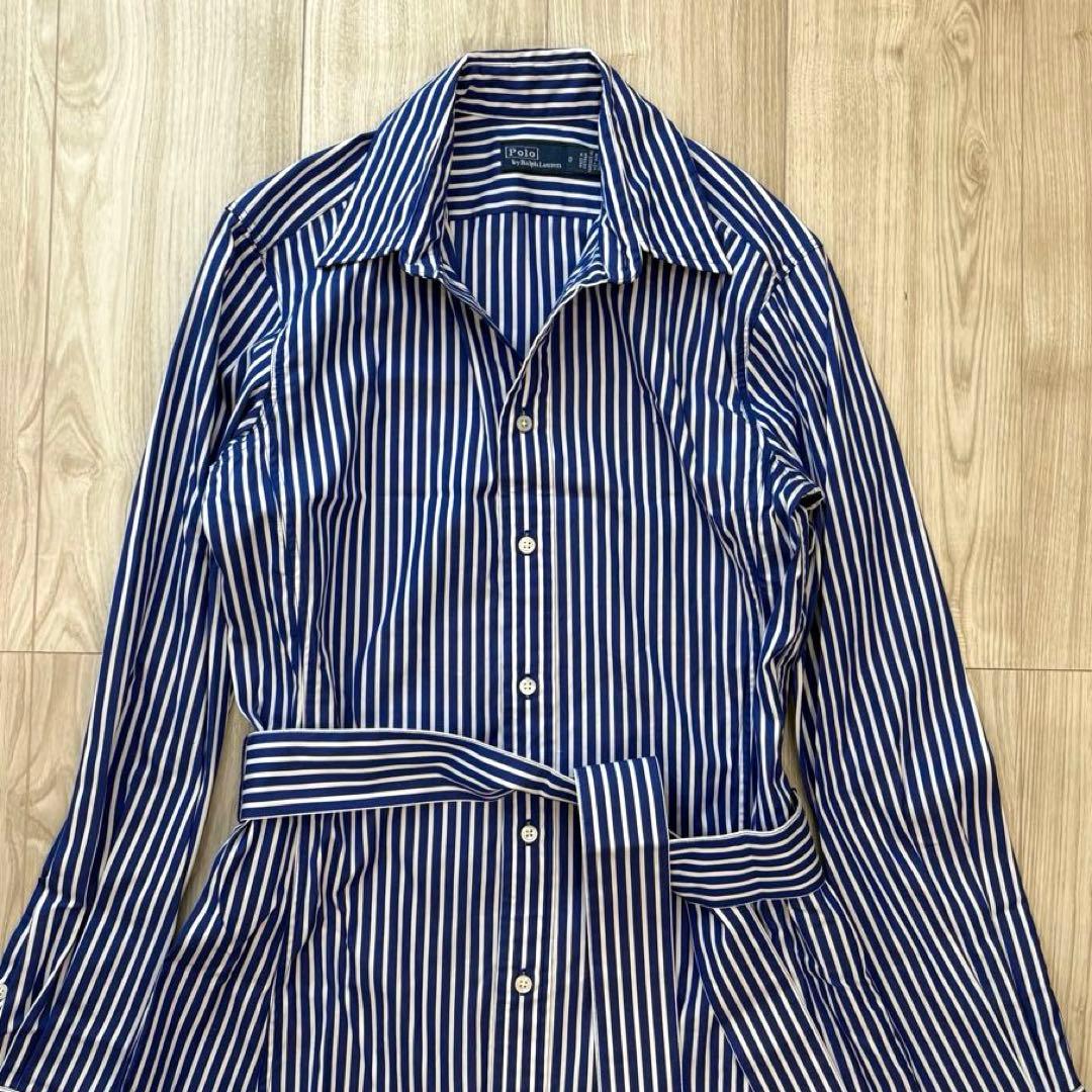 【極美品】ポロラルフローレン 24SS シャツワンピース ロング丈 ベルト付 0
