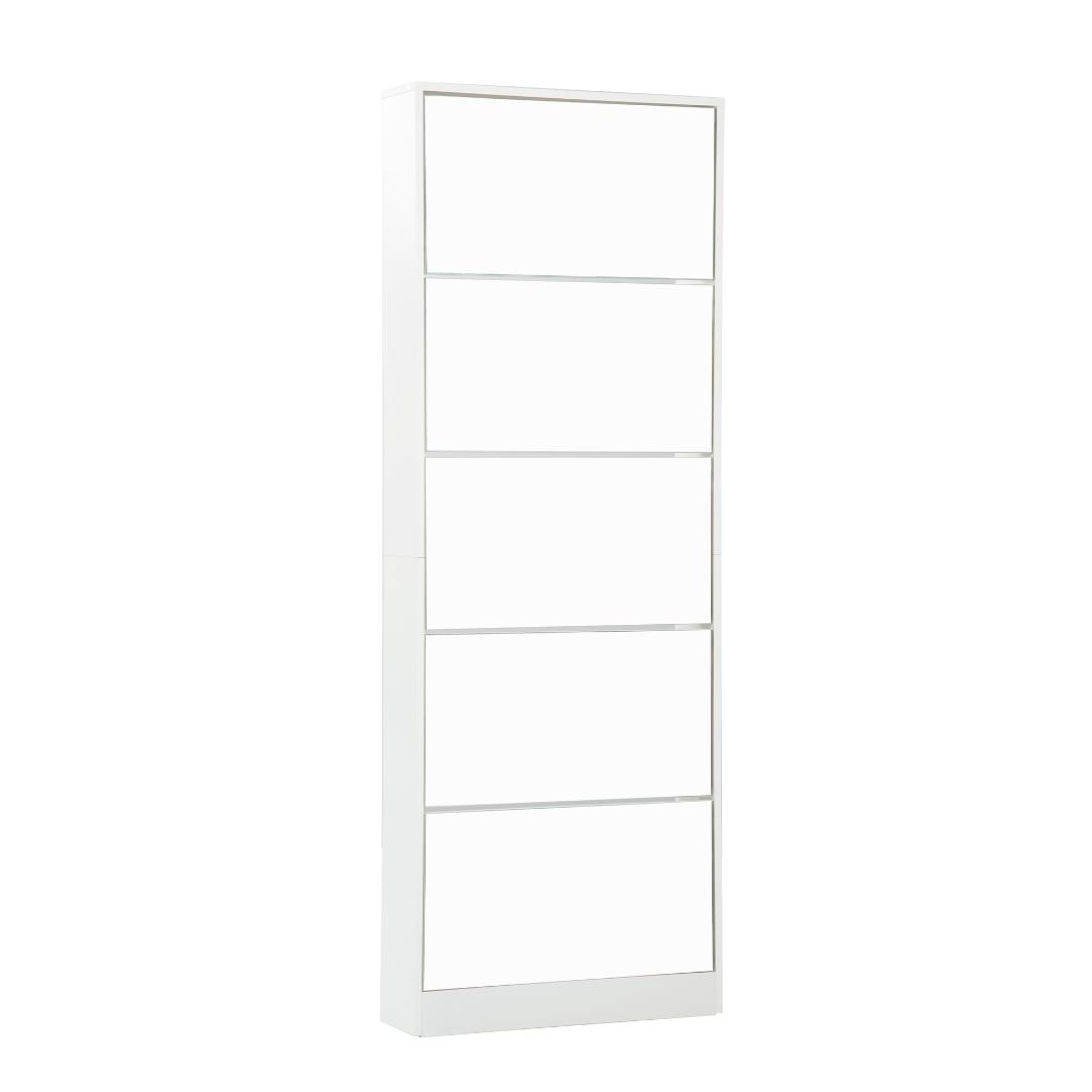 【鏡タイプ】下駄箱5段 シューズラック 玄関収納 スリムタイプ 靴収納ラック