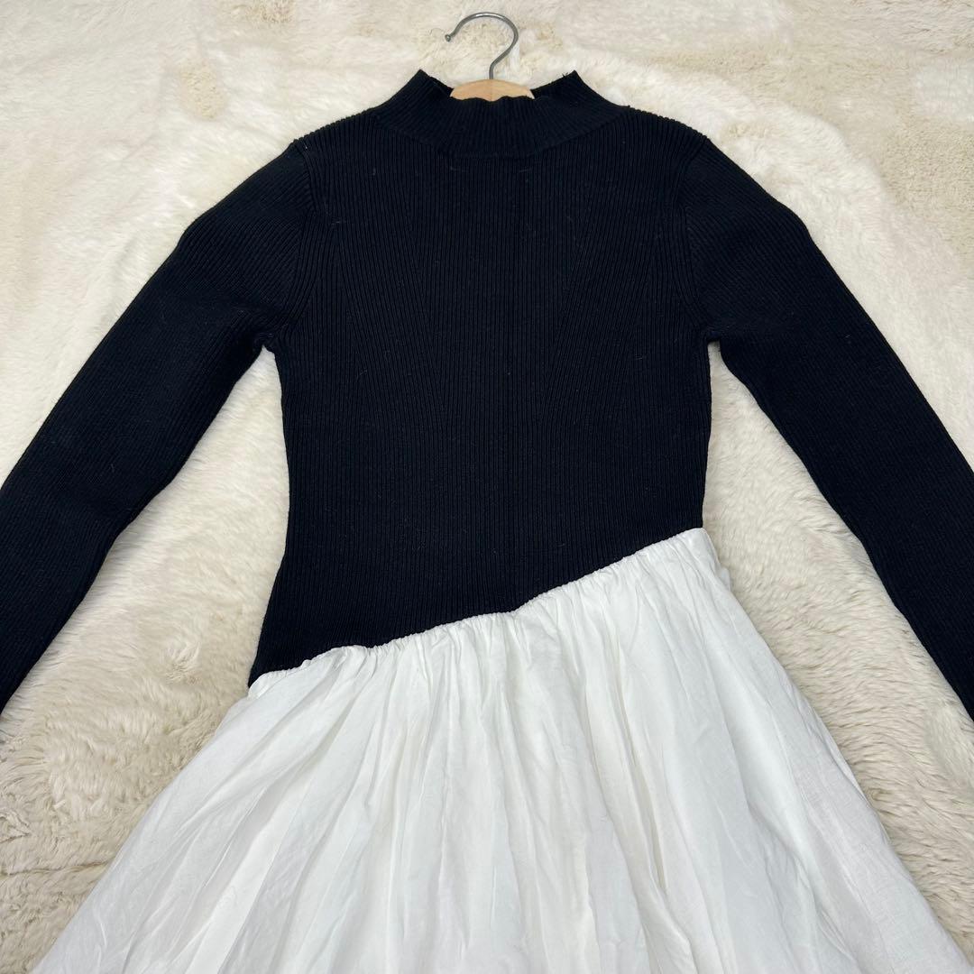 ✨美品✨anuans イレギュラーヘムドッキングニットワンピース XS 黒白