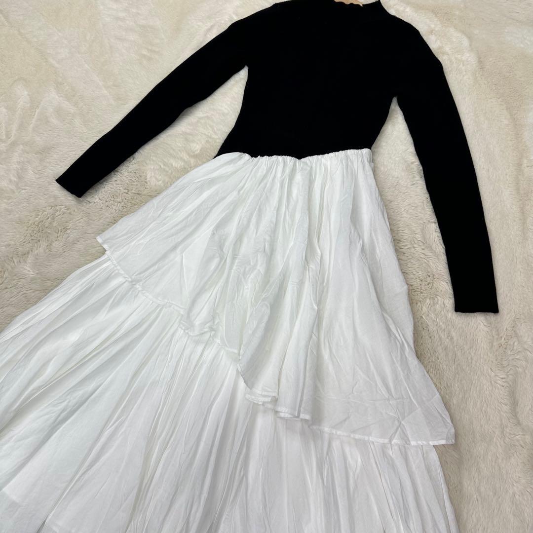 ✨美品✨anuans イレギュラーヘムドッキングニットワンピース XS 黒白