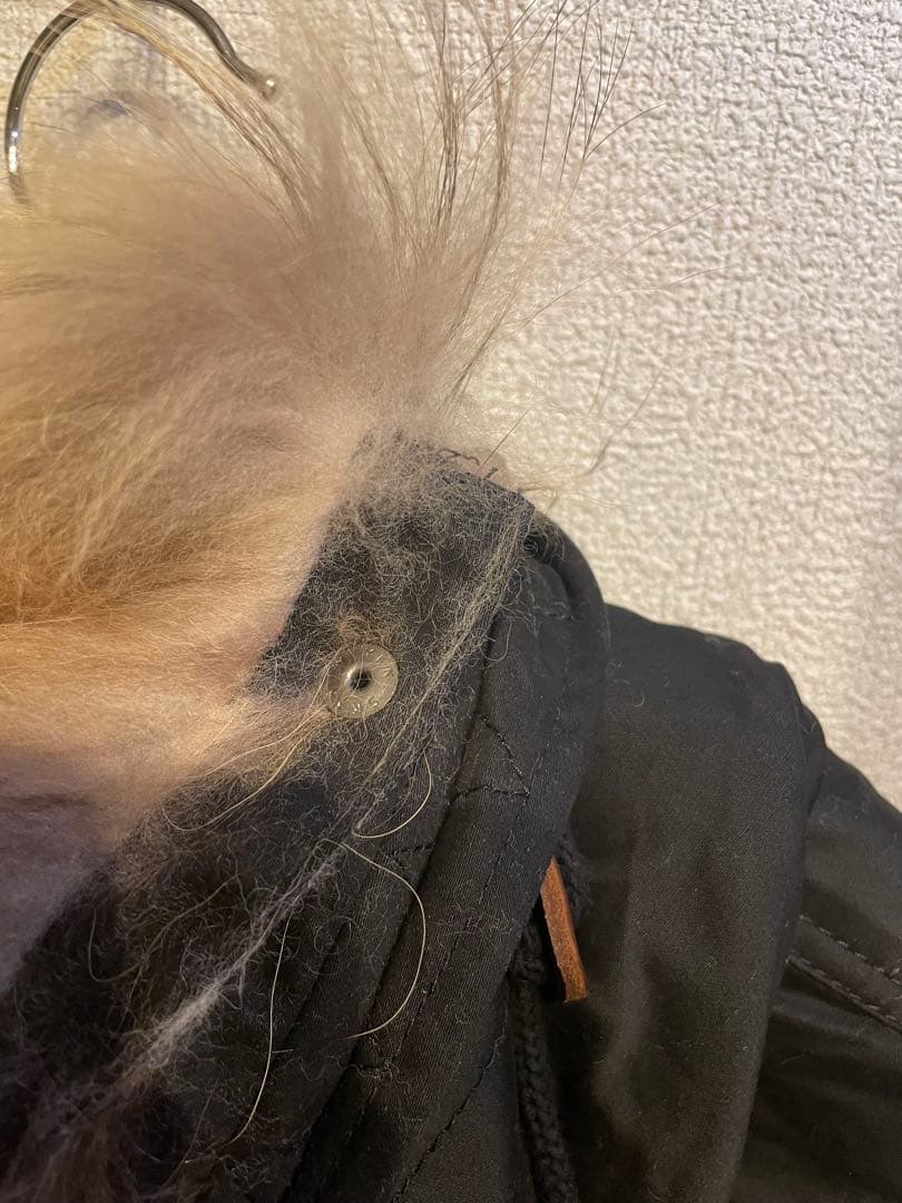 アメリカンラグシー　ファー付きブラックモッズコート